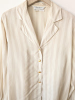 Lade das Bild in den Galerie-Viewer, *Max Mara* Bluse Seide Blockstreifen Beige (M)
