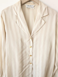*Max Mara* Bluse Seide Blockstreifen Beige (M)