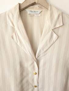 *Max Mara* Bluse Seide Blockstreifen Beige (M)
