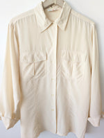 Lade das Bild in den Galerie-Viewer, *Seide* Bluse Premium Basic Creme Weiß (M)
