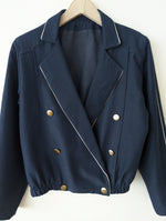 Lade das Bild in den Galerie-Viewer, *Wolle* Blouson Bomber 80s Marine (M-L)
