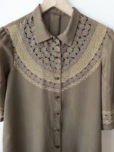 Bluse Handmade Seide Bohemian Print (L)