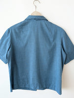 Lade das Bild in den Galerie-Viewer, Bluse Western Stil 70s Taubenblau (M-L)
