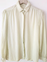 Lade das Bild in den Galerie-Viewer, *Seide* Bluse Mint Streifen Manschetten (M-L)
