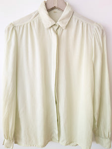 *Seide* Bluse Mint Streifen Manschetten (M-L)