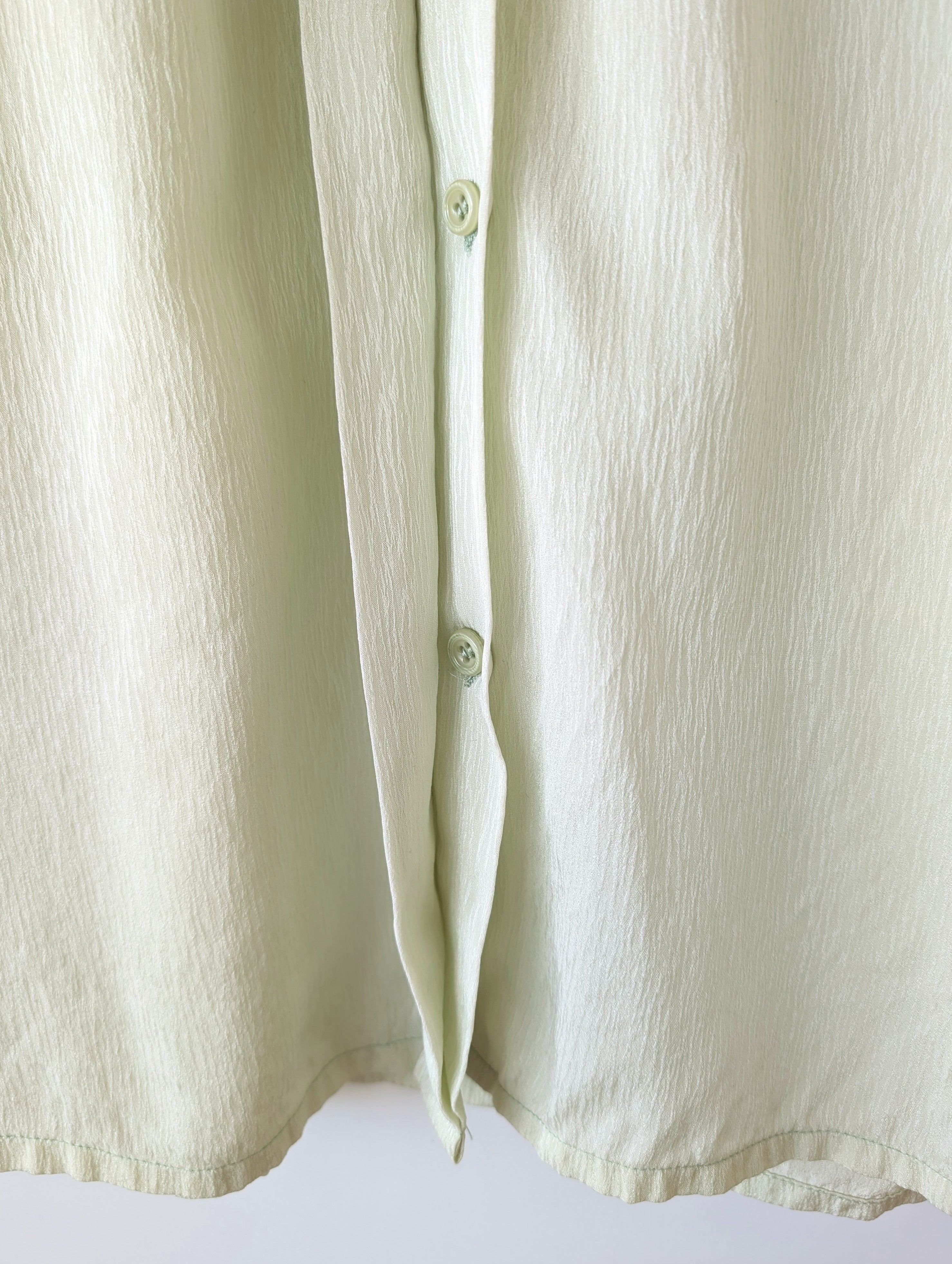 *Seide* Bluse Mint Streifen Manschetten (M-L)