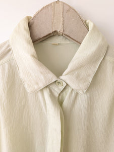 *Seide* Bluse Mint Streifen Manschetten (M-L)