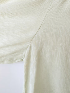 *Seide* Bluse Mint Streifen Manschetten (M-L)
