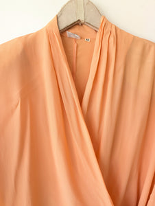 *Seide* Wickelbluse Cropped 80s Apricot (M)