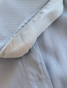 *Seide* Bluse Grau Streifen Manschetten (M-L)