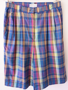 Bermuda Shorts Tartan Karo Blau Pink (L)