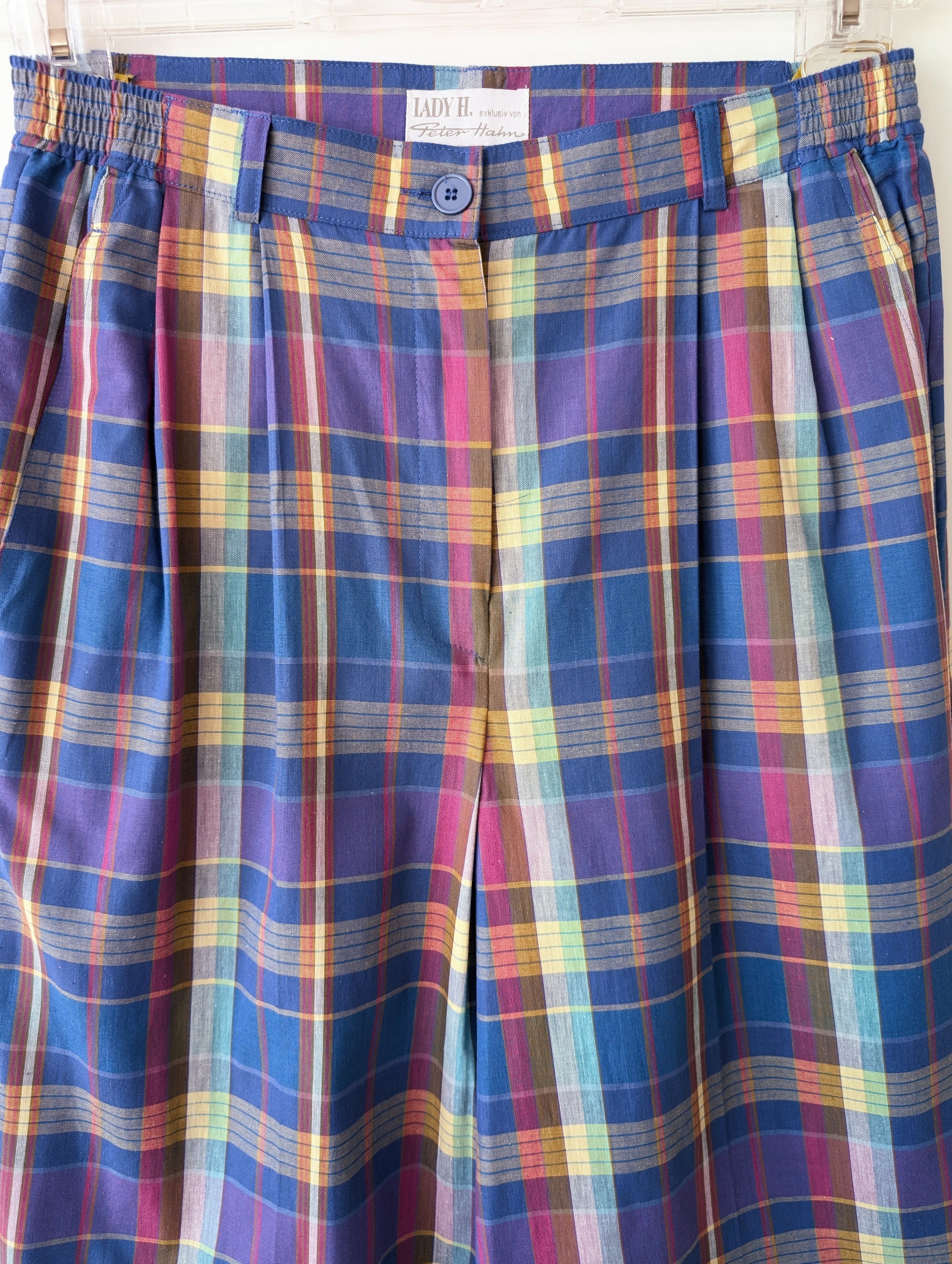Bermuda Shorts Tartan Karo Blau Pink (L)