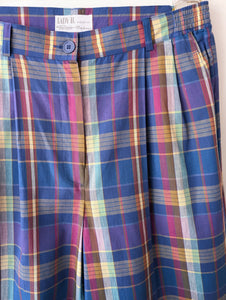 Bermuda Shorts Tartan Karo Blau Pink (L)