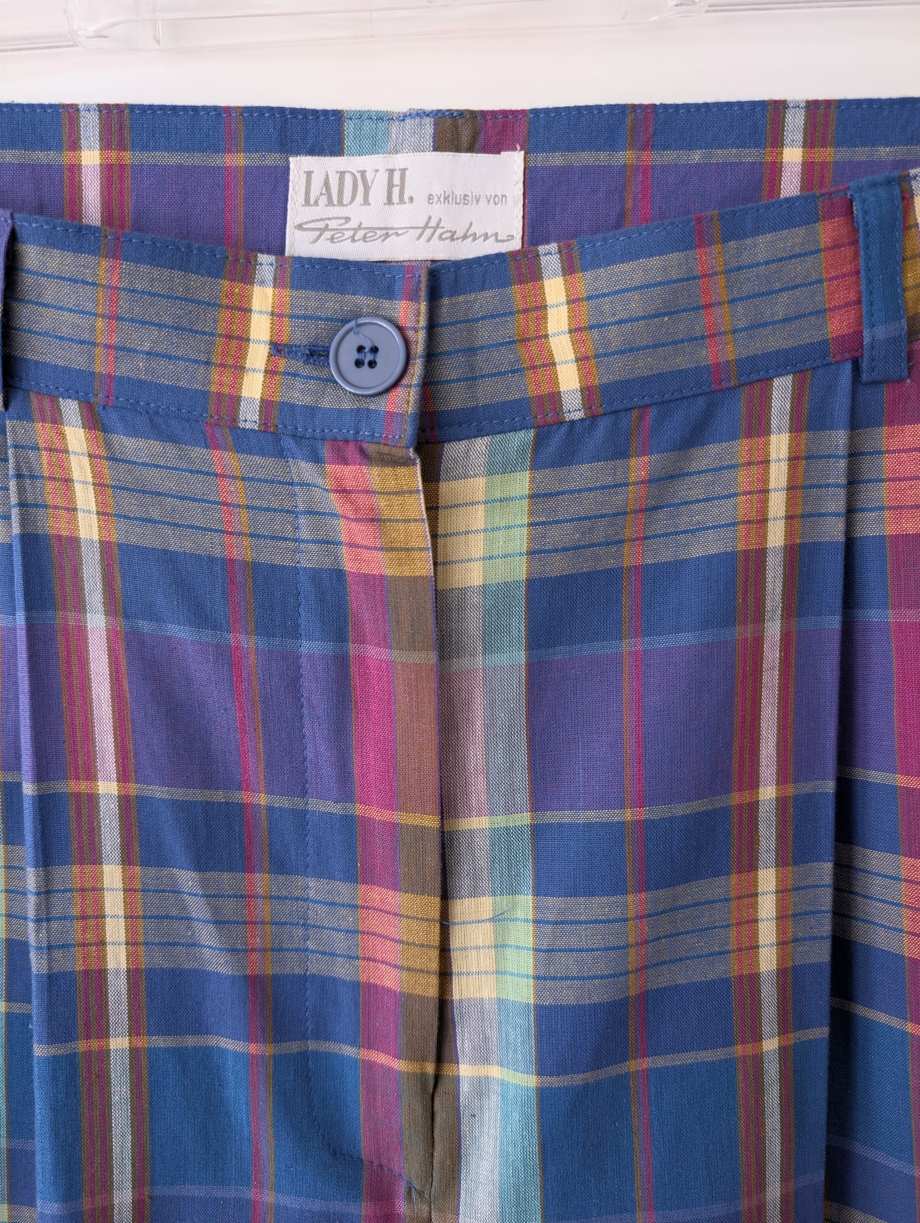 Bermuda Shorts Tartan Karo Blau Pink (L)