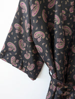 Lade das Bild in den Galerie-Viewer, *Seide* Kimono Morgenmantel Paisley Anthrazit (One Size)
