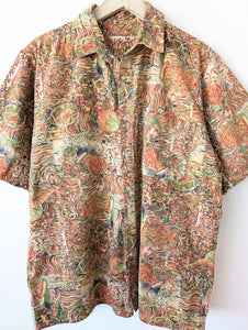 Hemd 90s Toskana Print Rostrot Khaki (XL)