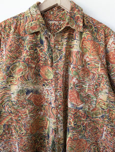 Hemd 90s Toskana Print Rostrot Khaki (XL)