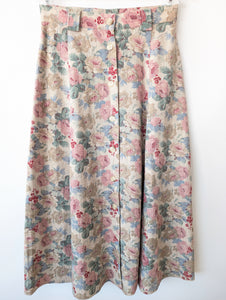 *Leinen* Rock Rosen Print Altrosa (S-M)
