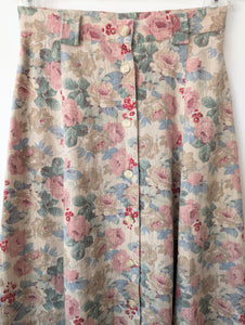 *Leinen* Rock Rosen Print Altrosa (S-M)
