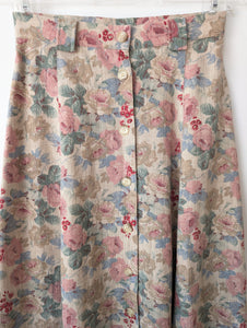 *Leinen* Rock Rosen Print Altrosa (S-M)