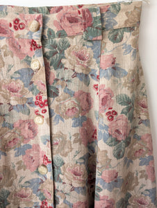 *Leinen* Rock Rosen Print Altrosa (S-M)
