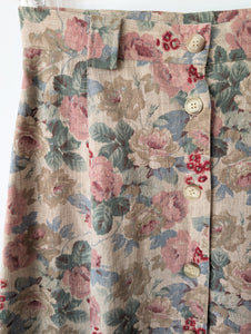 *Leinen* Rock Rosen Print Altrosa (S-M)