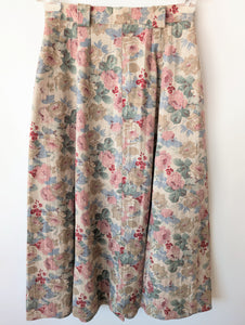 *Leinen* Rock Rosen Print Altrosa (S-M)