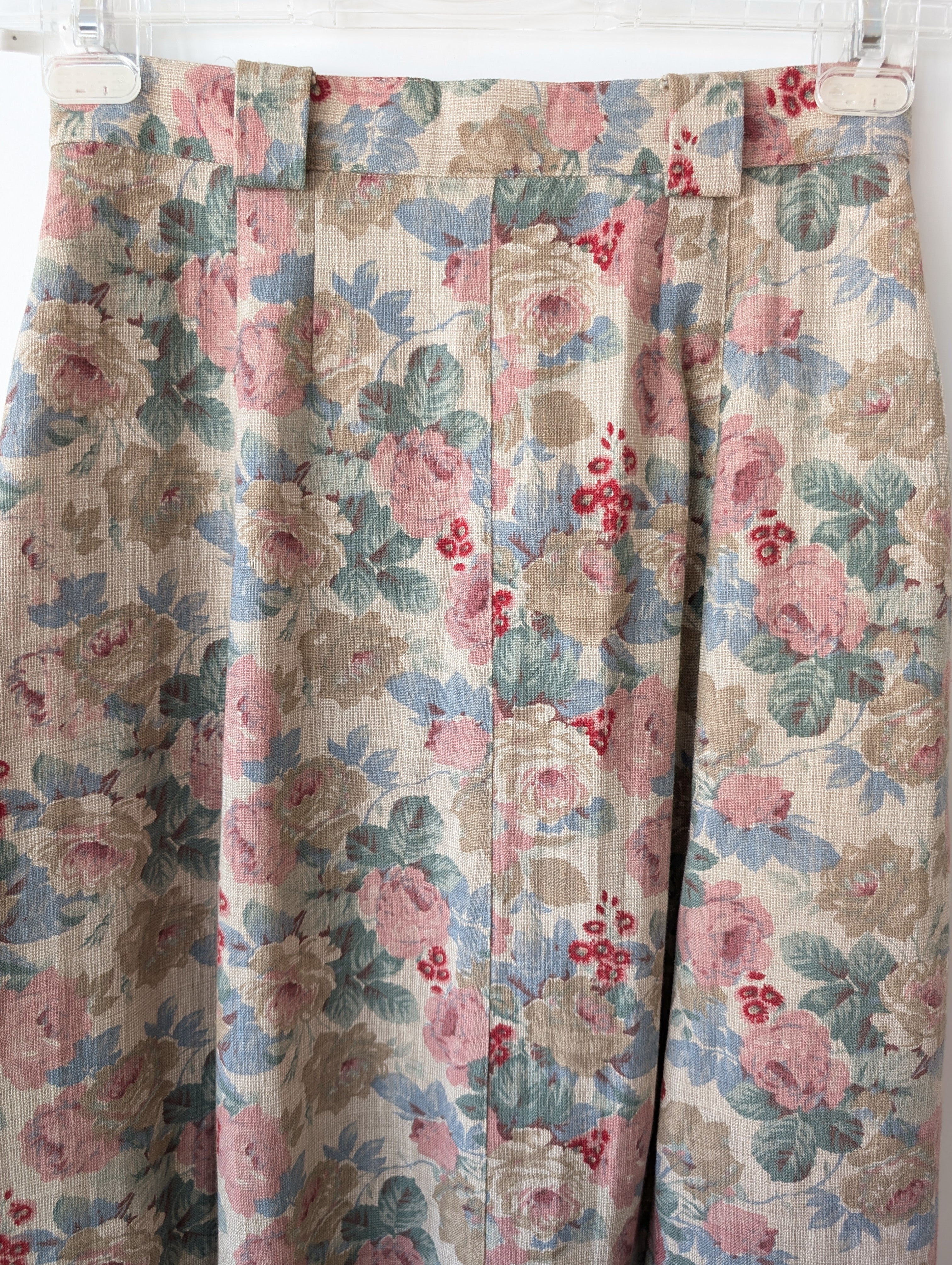 *Leinen* Rock Rosen Print Altrosa (S-M)