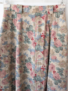 *Leinen* Rock Rosen Print Altrosa (S-M)