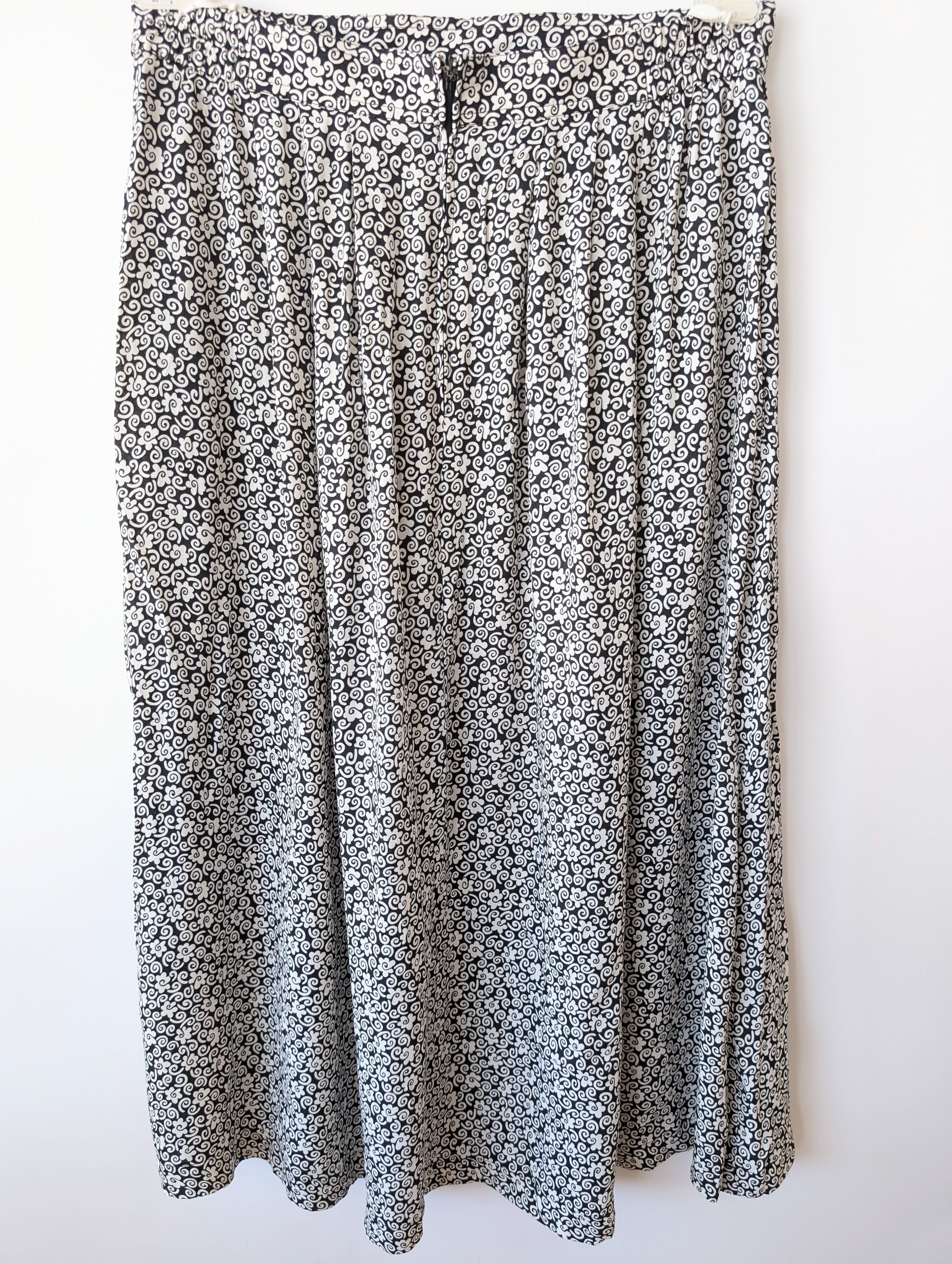Rock 80s Blumen Schwarz Weiß (L-XL)