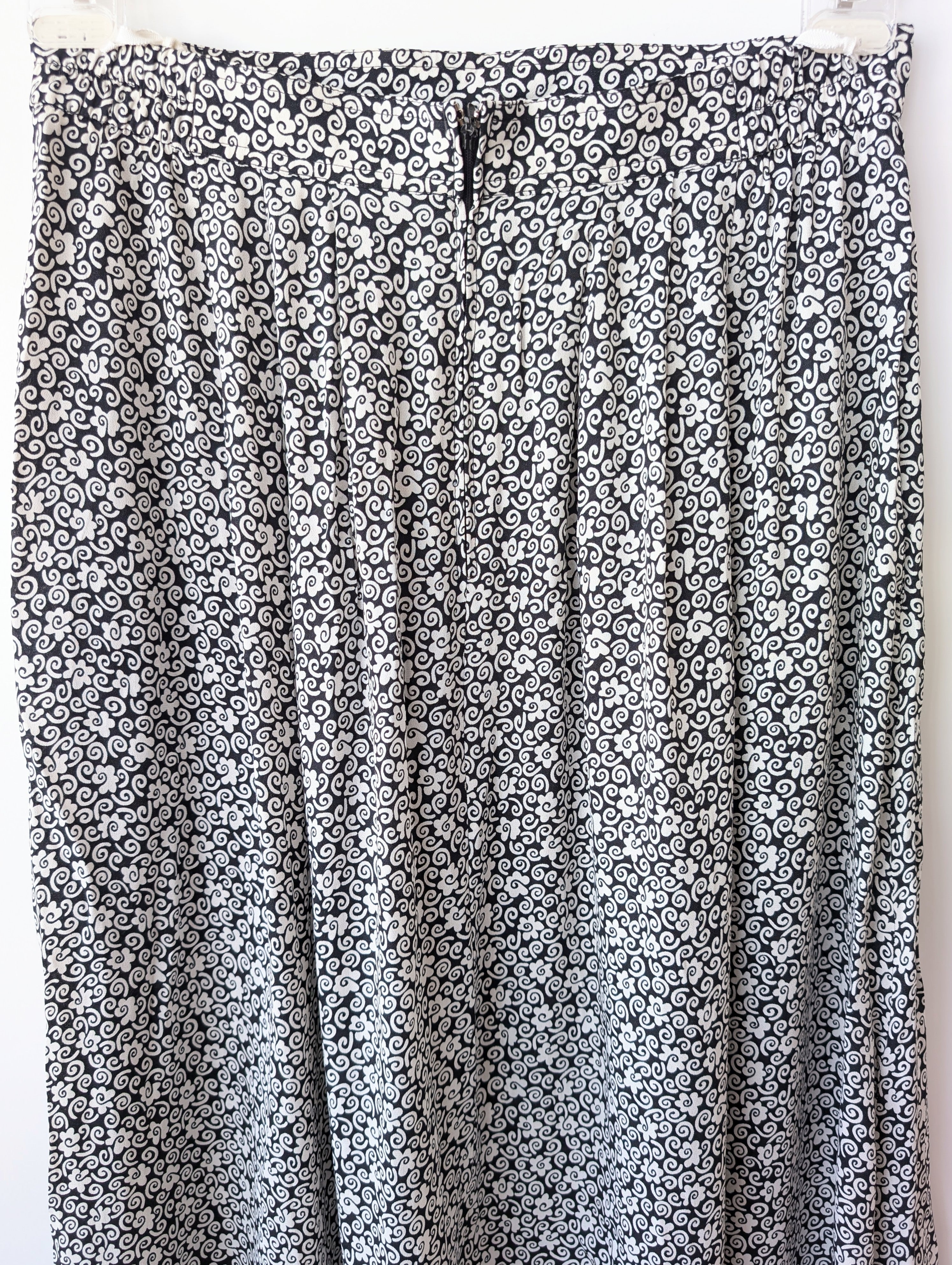 Rock 80s Blumen Schwarz Weiß (L-XL)