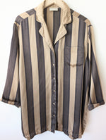 Lade das Bild in den Galerie-Viewer, *Seide* Long Bluse Kleid Streifen Beige (M-XL)
