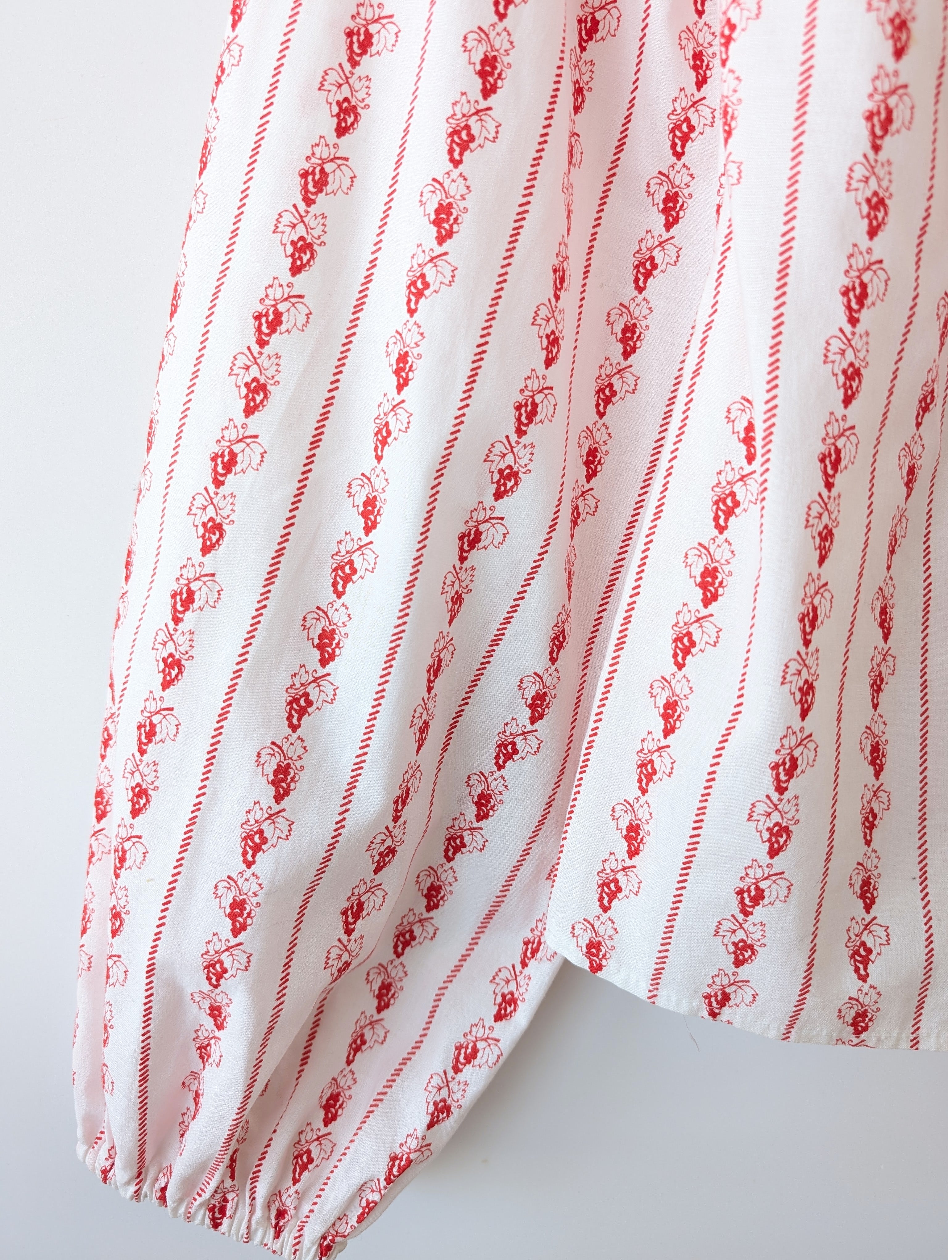Bluse 70s Weintrauben Print Folklore Ballonärmel (M-XL)