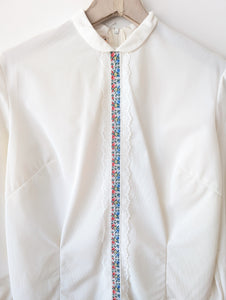 Bluse 70s Folklore Bordüre & Spitze (S-M)