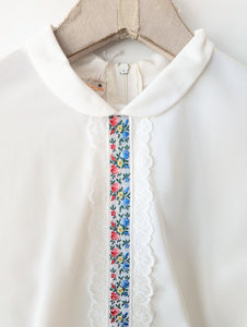 Bluse 70s Folklore Bordüre & Spitze (S-M)