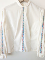 Lade das Bild in den Galerie-Viewer, Bluse 70s Folklore Bordüre &amp; Spitze (S-M)
