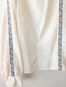 Bluse 70s Folklore Bordüre & Spitze (S-M)
