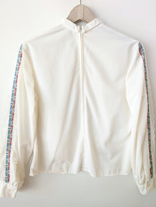 Bluse 70s Folklore Bordüre & Spitze (S-M)