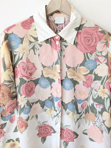Bluse Pastell Rosen Print Altrosa (L)
