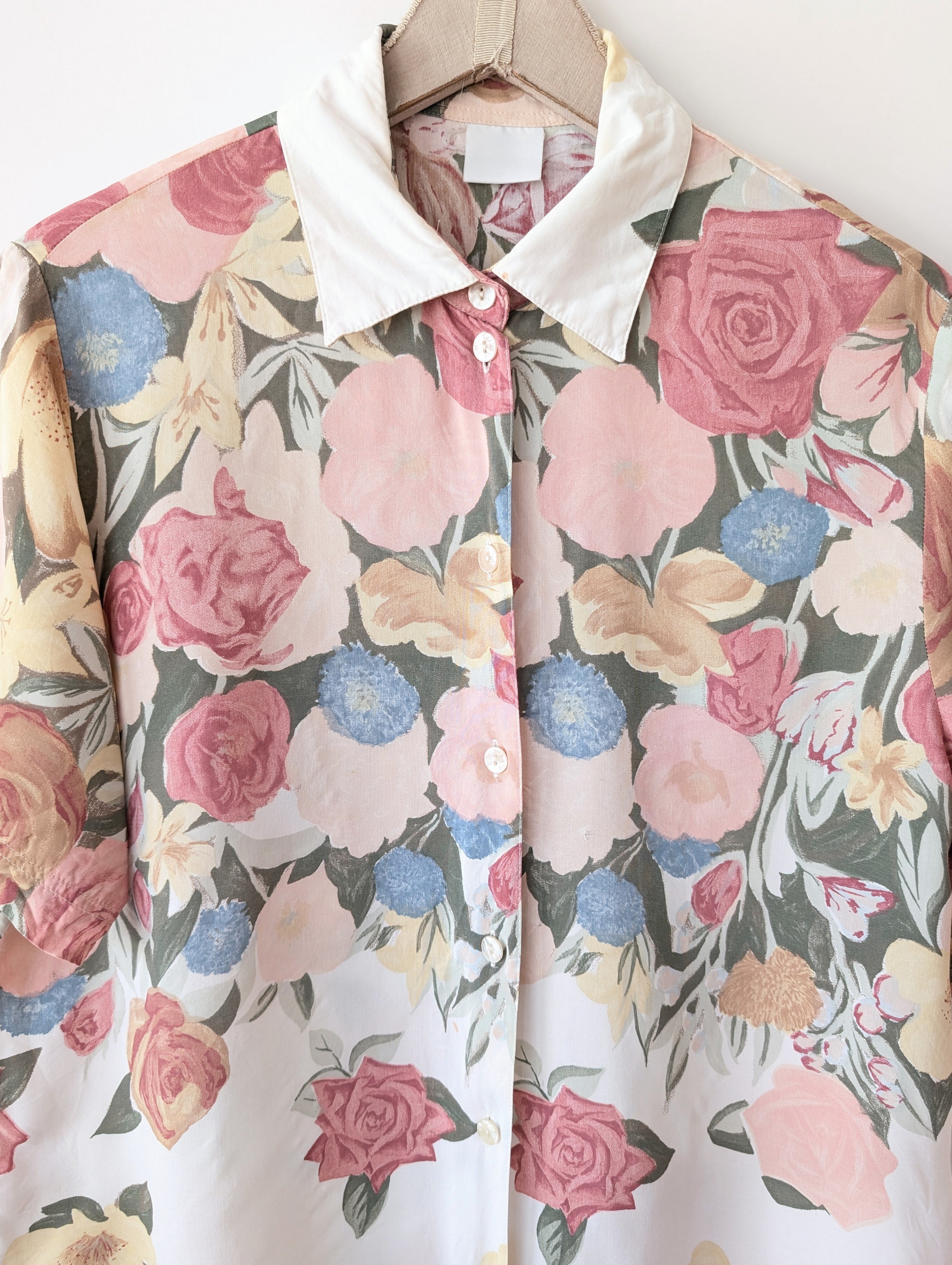 Bluse Pastell Rosen Print Altrosa (L)
