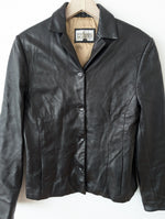 Lade das Bild in den Galerie-Viewer, Leder Blazer Klassiker Schwarz (S-M)
