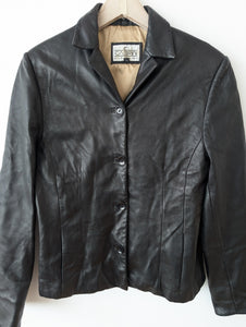 Leder Blazer Klassiker Schwarz (S-M)