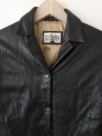 Lade das Bild in den Galerie-Viewer, Leder Blazer Klassiker Schwarz (S-M)
