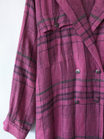 Lade das Bild in den Galerie-Viewer, *Leinen* Mantel 80s Pink Karo Tartan (XL)
