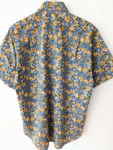 Hemd Blumen Italy Blau & Senf (M-L)