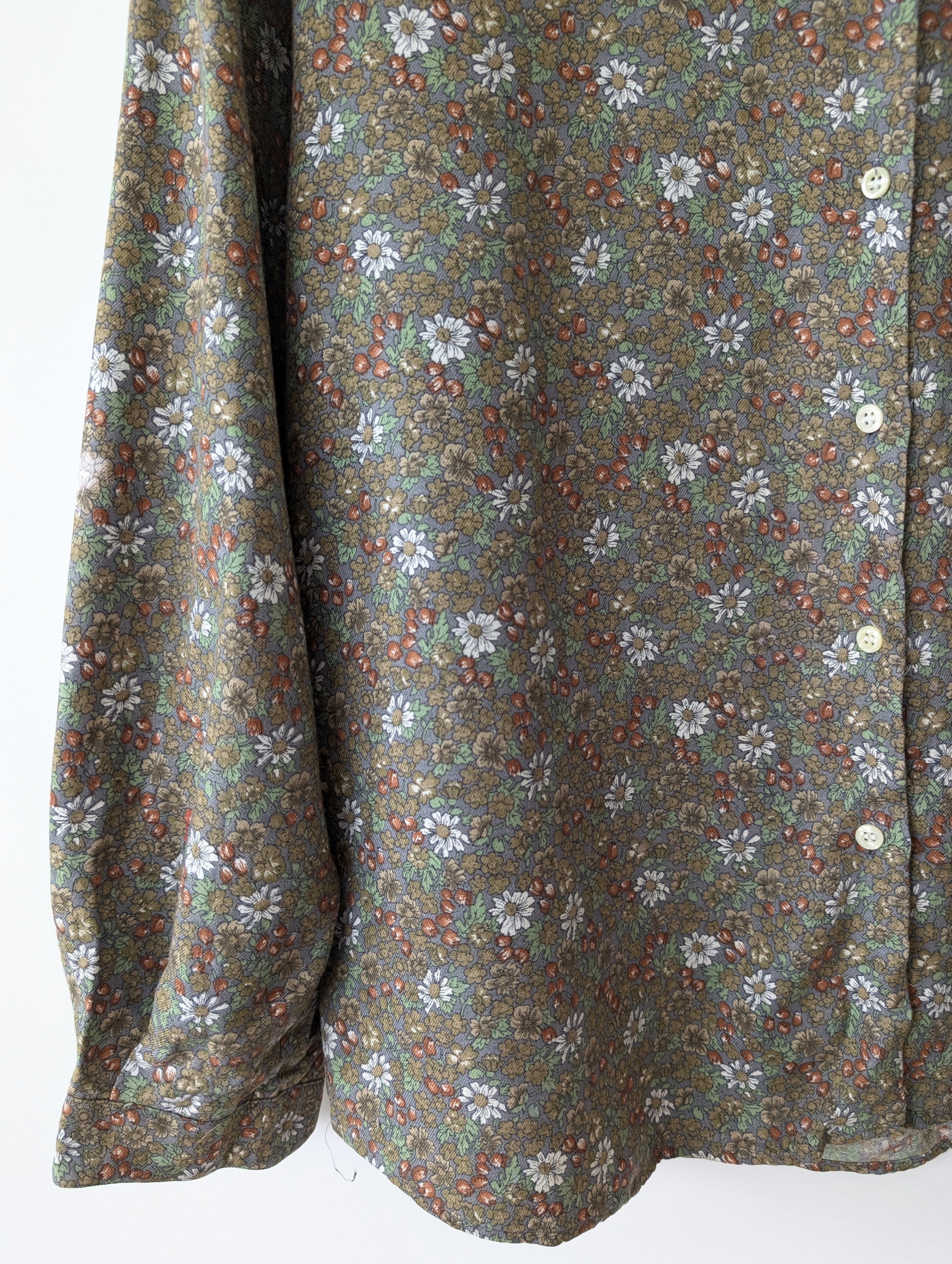 Bluse Streublümchen Print Khaki Rost (L)