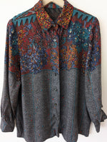 Lade das Bild in den Galerie-Viewer, Bluse Bohemian 80s Blumen Baum Print (L)
