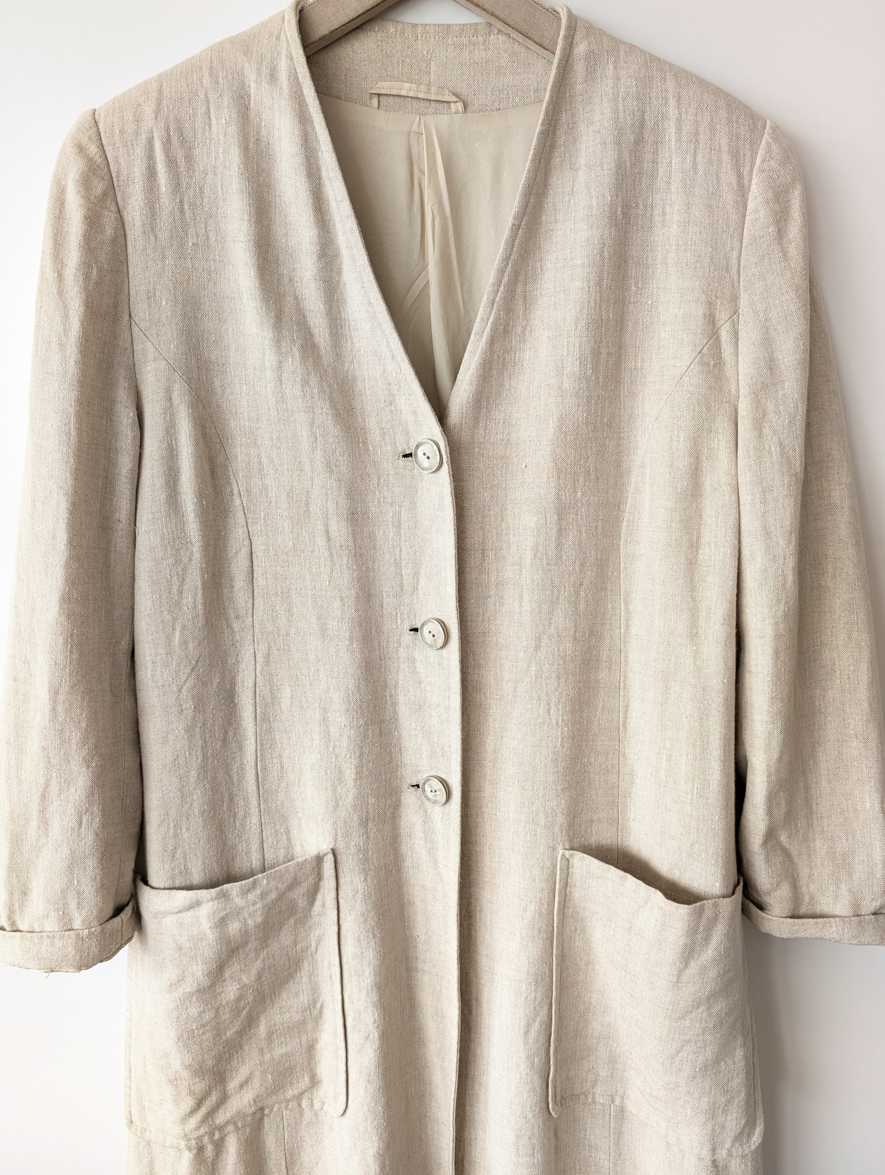 *Leinen* Mantel Maxi 90s Natur (M-L)