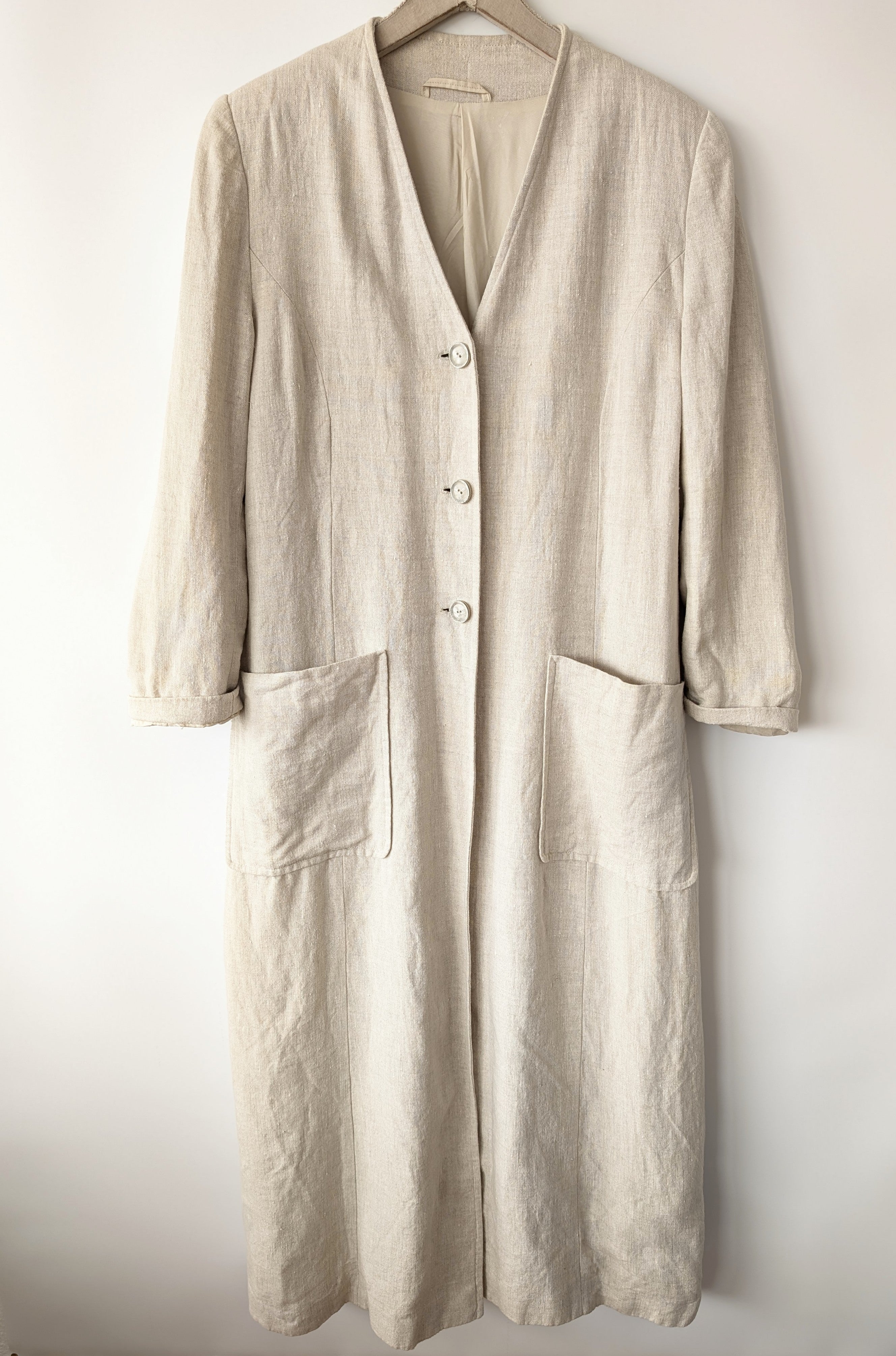 *Leinen* Mantel Maxi 90s Natur (M-L)