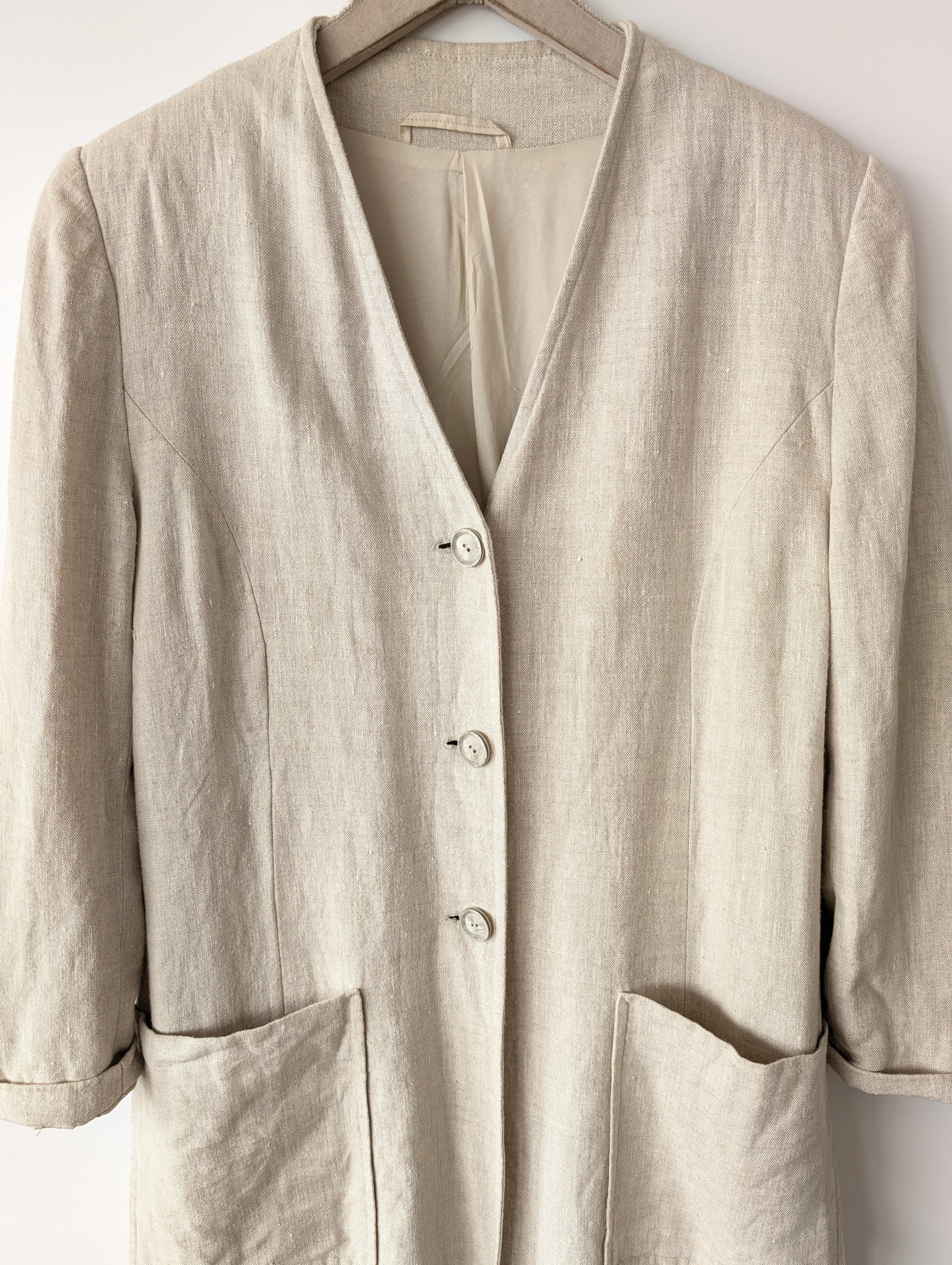 *Leinen* Mantel Maxi 90s Natur (M-L)